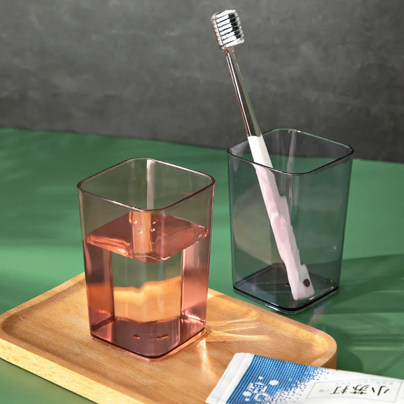 Clear Square Thickened Plastic Toothbrush Cup, HG0087