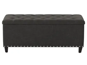 Dark Grey Tufted Storage Ottoman