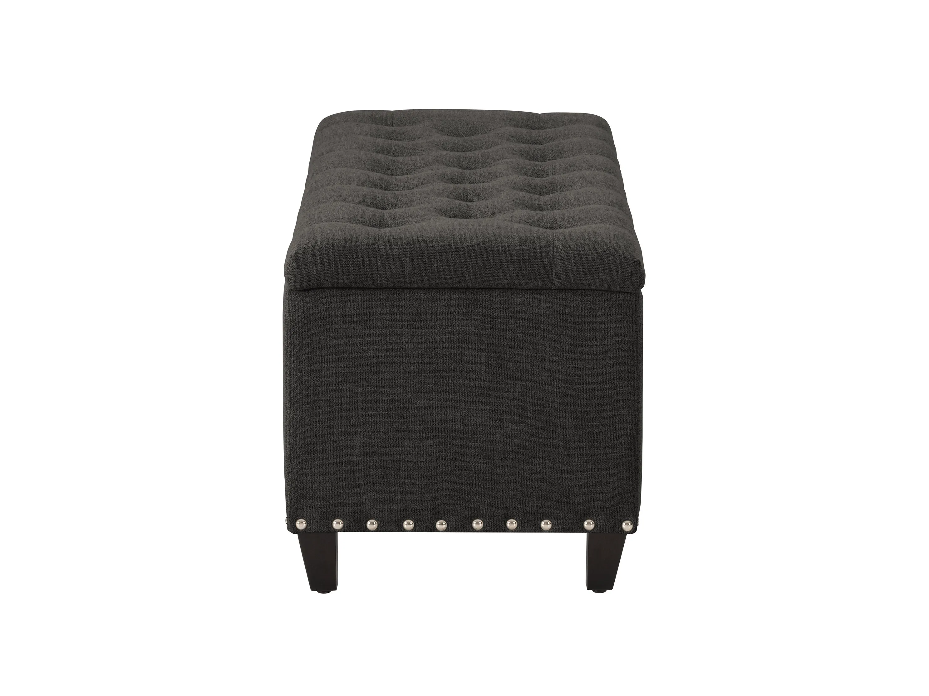 Dark Grey Tufted Storage Ottoman