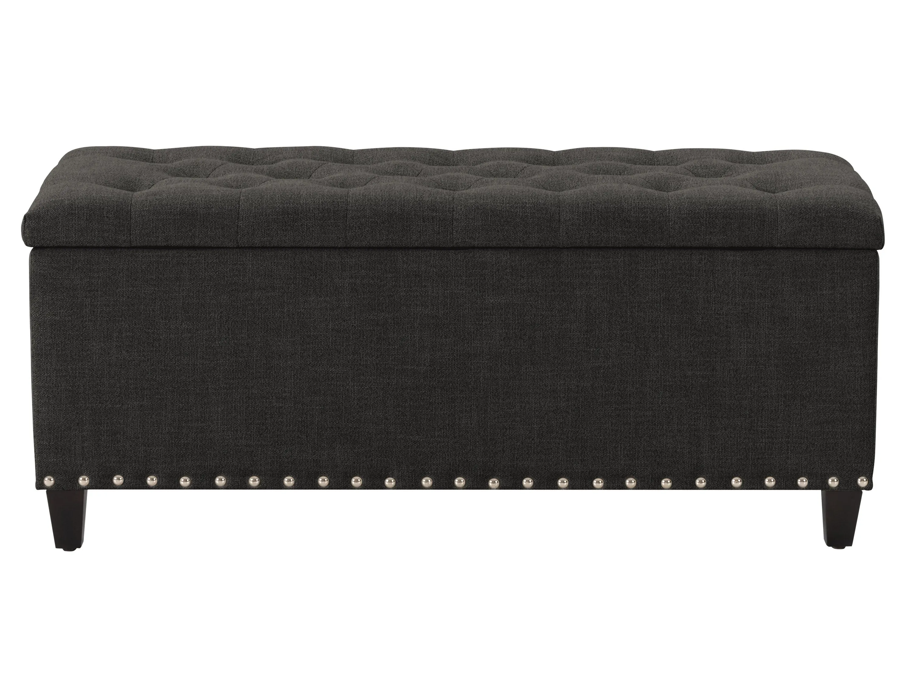 Dark Grey Tufted Storage Ottoman