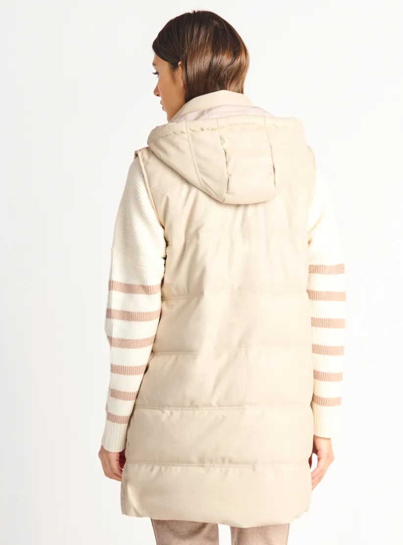 DEX Long Puffer Vest-Ivory