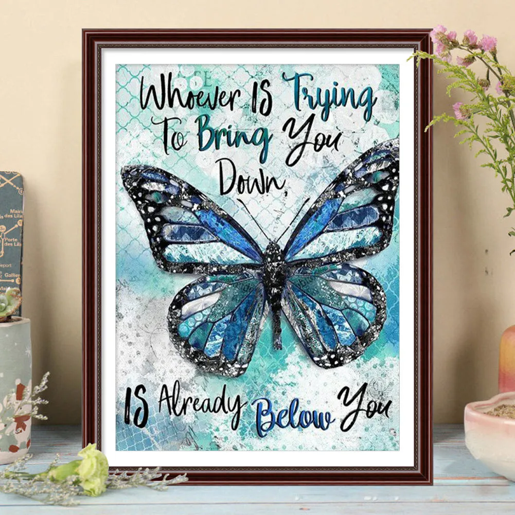 Diamond Painting - Full Round - Butterfly and Letters(40*50cm)