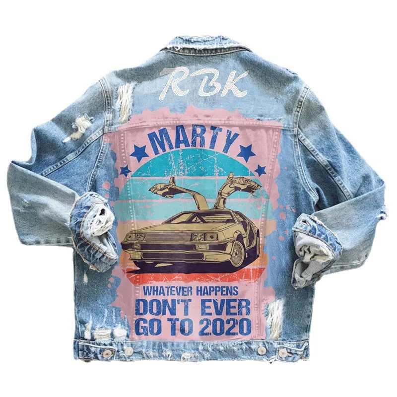 Doodle illustration denim jacket