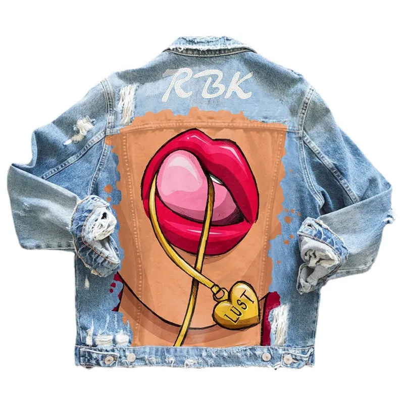 Doodle illustration denim jacket