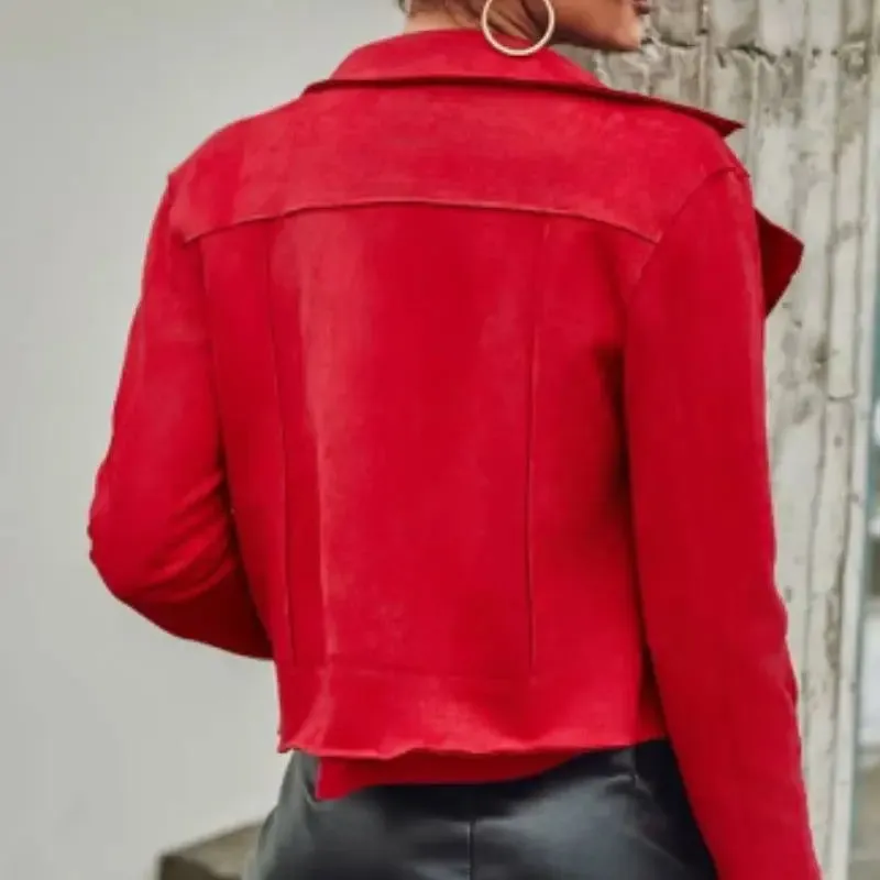 Fashion Women's Wear Suede Motorcycle Jacket