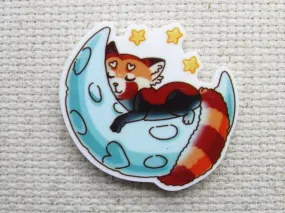 Fox/Red Panda Sleeping on a Crescent Moon Needle Minder, Cover Minder, Magnet