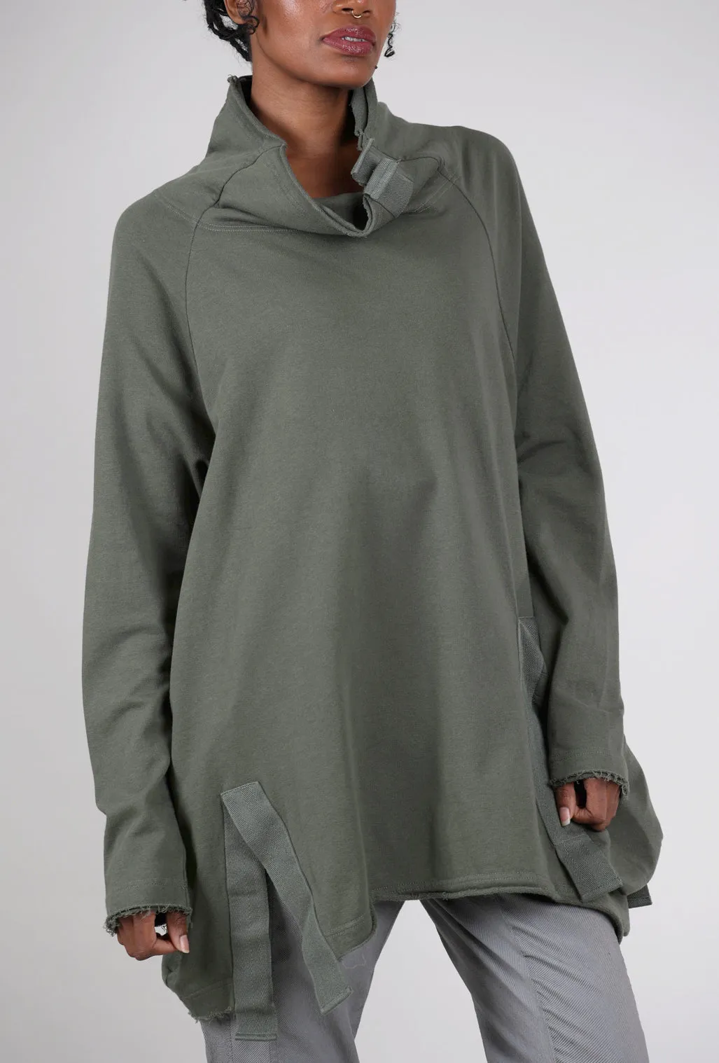 Grosgrain Detail Sweatshirt Tunic, Camp