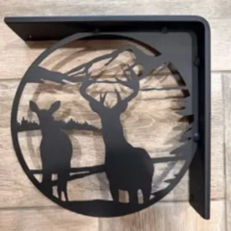 Handcrafted Metal Deer Landscape L-Bracket