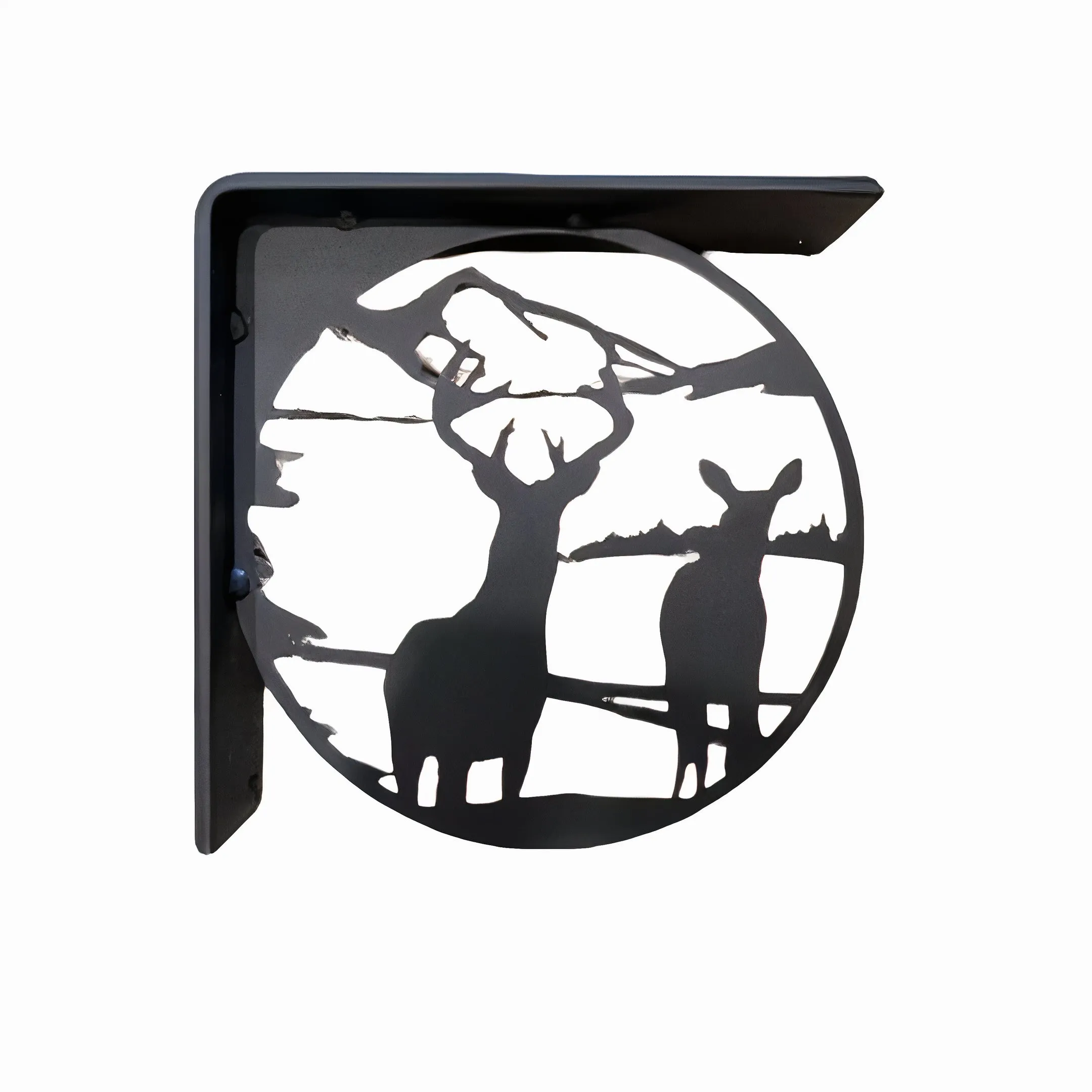 Handcrafted Metal Deer Landscape L-Bracket