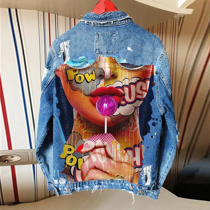 Hip Hop Loose Denim Lapel Jacket