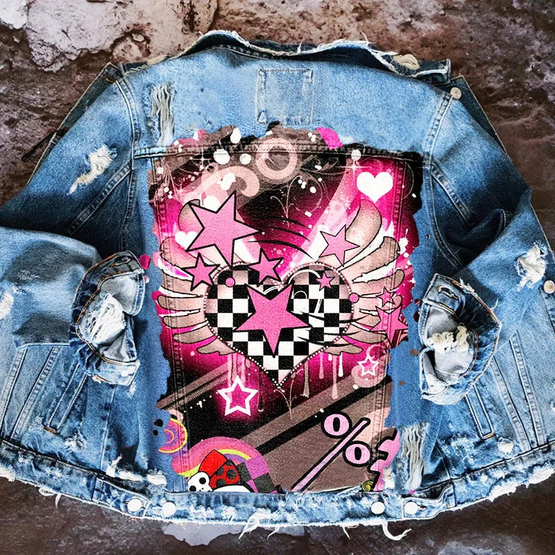 Hip Hop Loose Denim Lapel Jacket