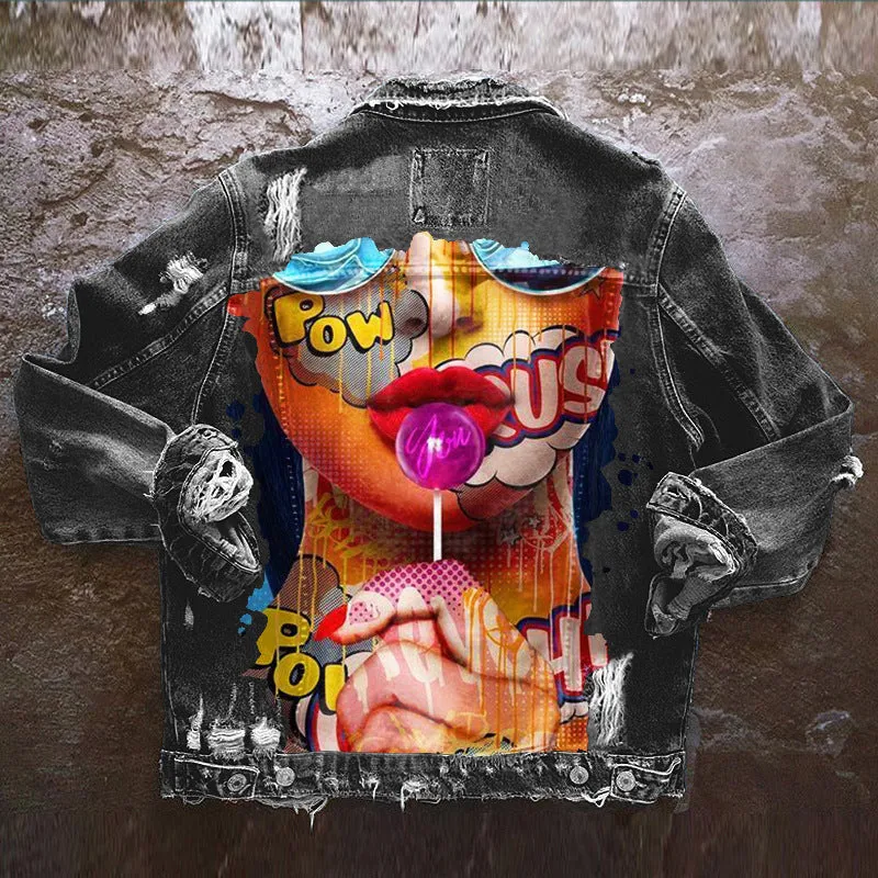 Hip Hop Loose Denim Lapel Jacket