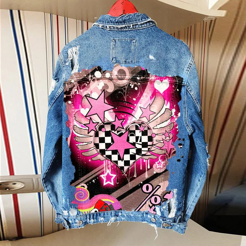 Hip Hop Loose Denim Lapel Jacket