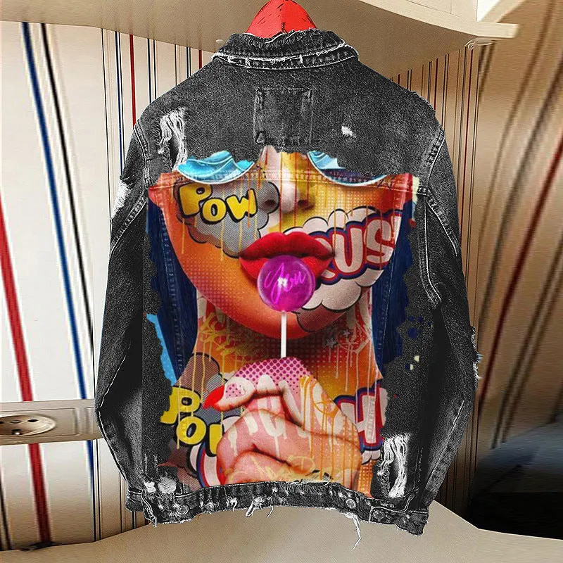 Hip Hop Loose Denim Lapel Jacket