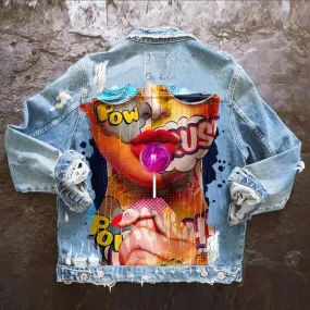 Hip Hop Loose Denim Lapel Jacket