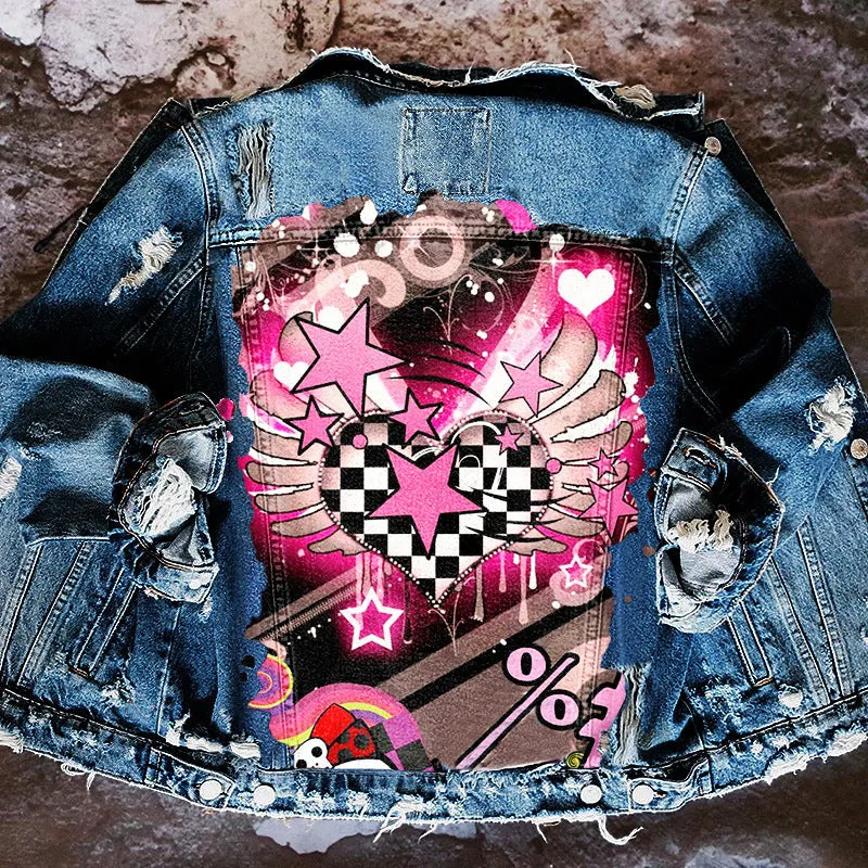 Hip Hop Loose Denim Lapel Jacket