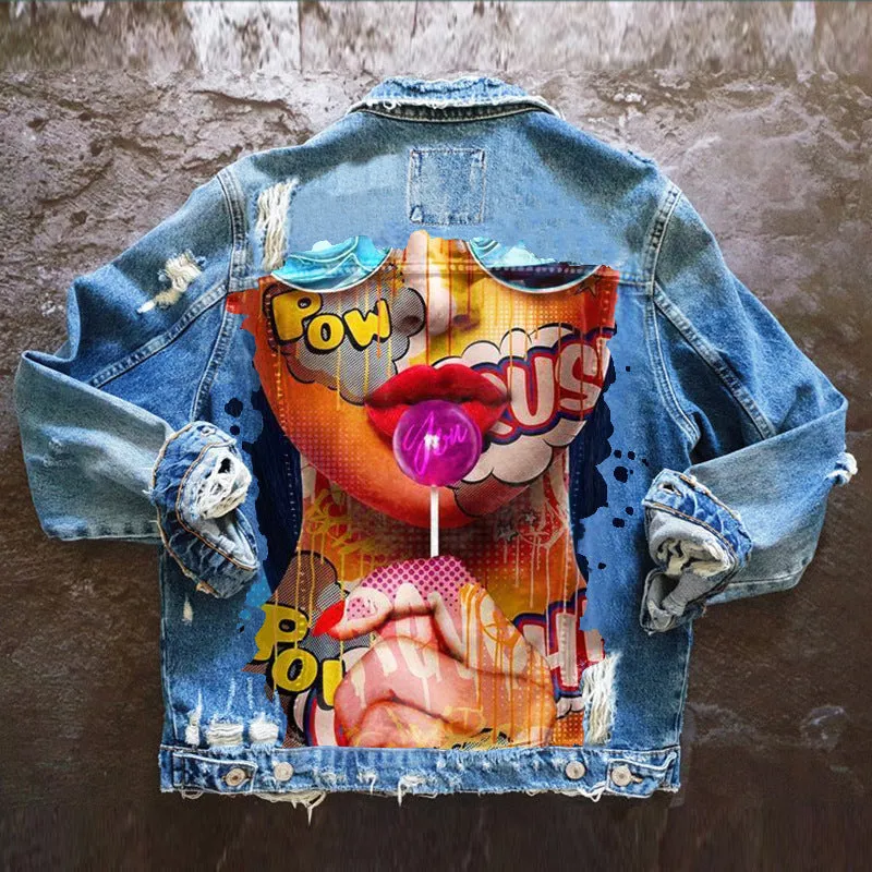 Hip Hop Loose Denim Lapel Jacket