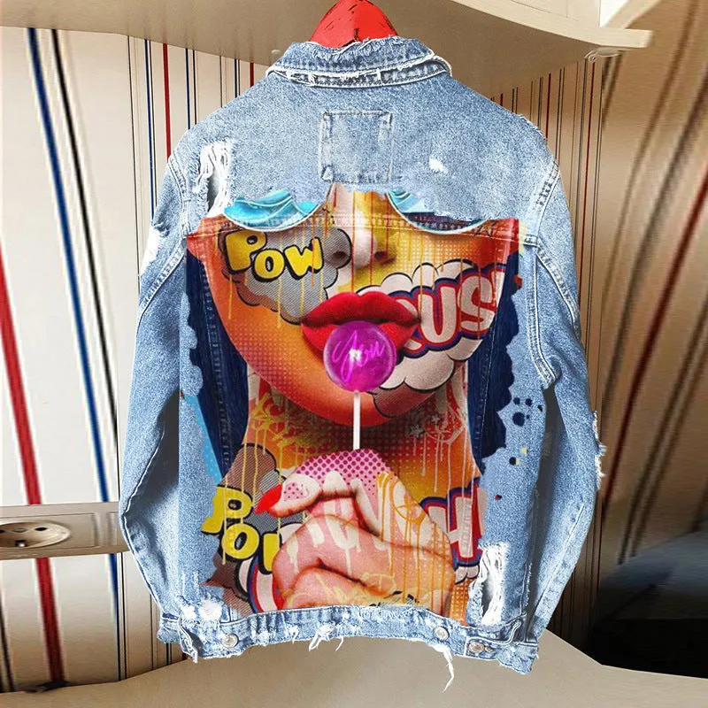 Hip Hop Loose Denim Lapel Jacket