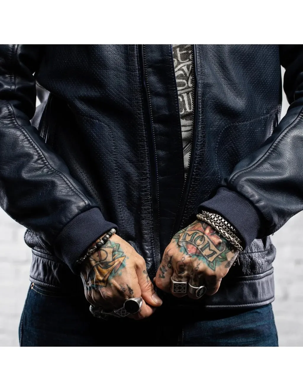 Holyfreedom Due Dark Blue Leather Jacket