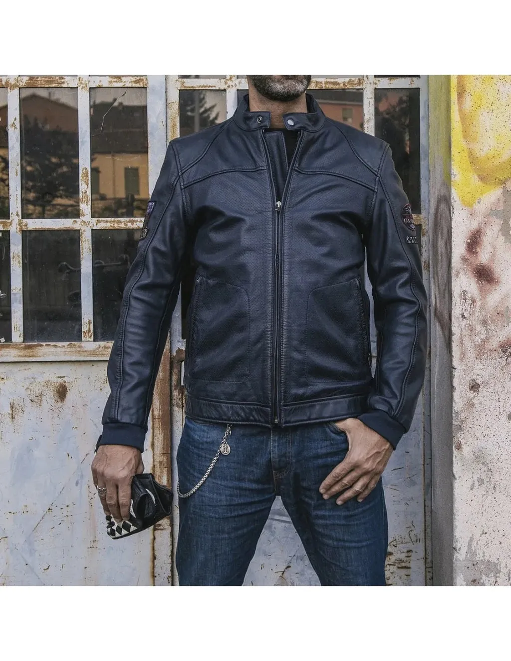 Holyfreedom Due Dark Blue Leather Jacket