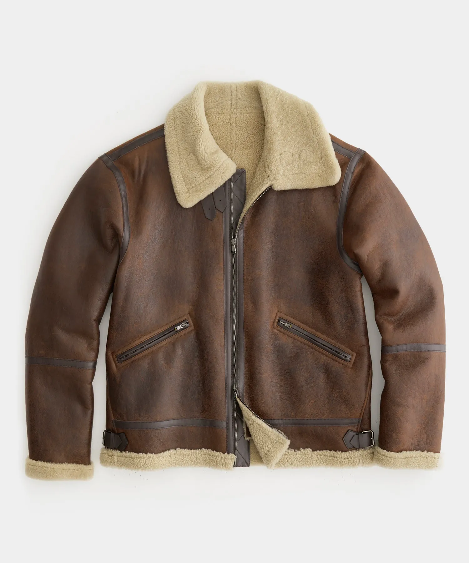 Italian Shearling Flight Jacket in Brown