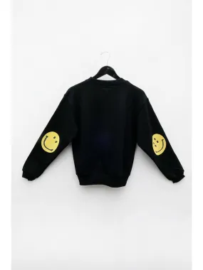 Kapital Eco Fleece Smiley Sweatshirt, Black