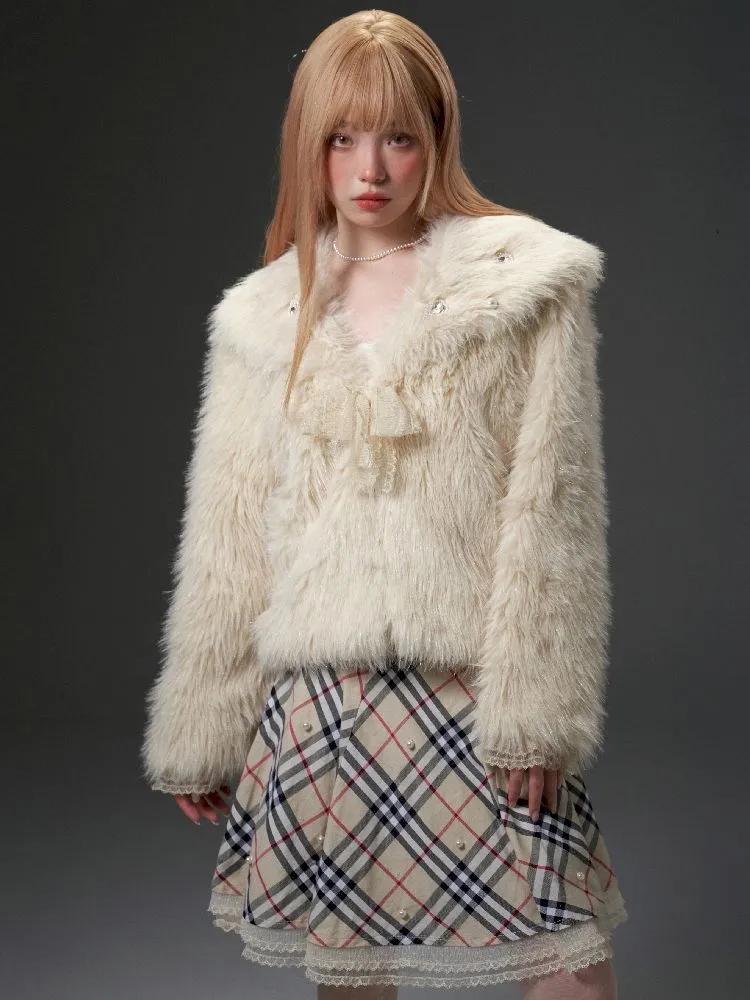 Large lapel bright silk fur winter coat【s0000005330】