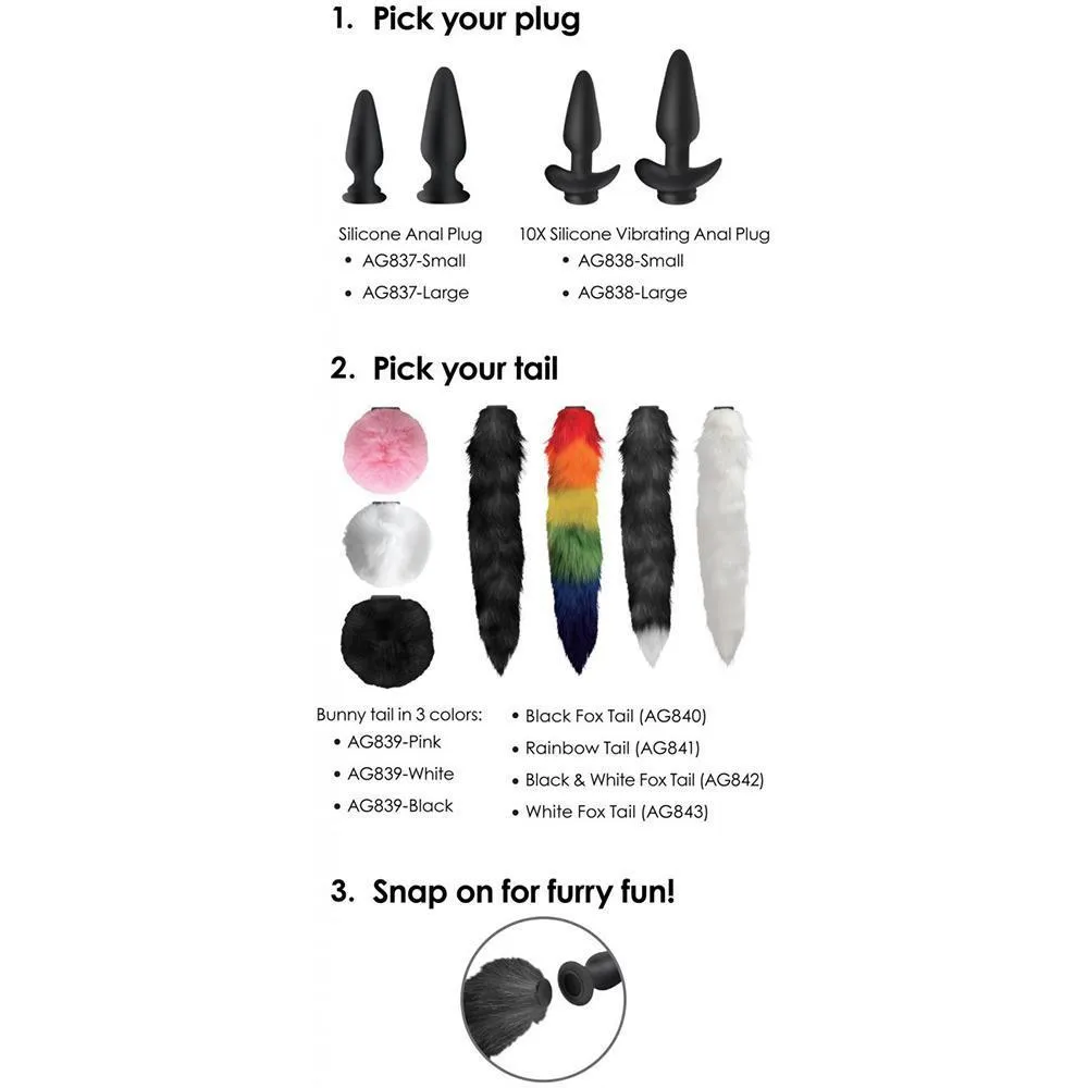 Large Vibrating Anal Plug with Interchangeable Fox Tail