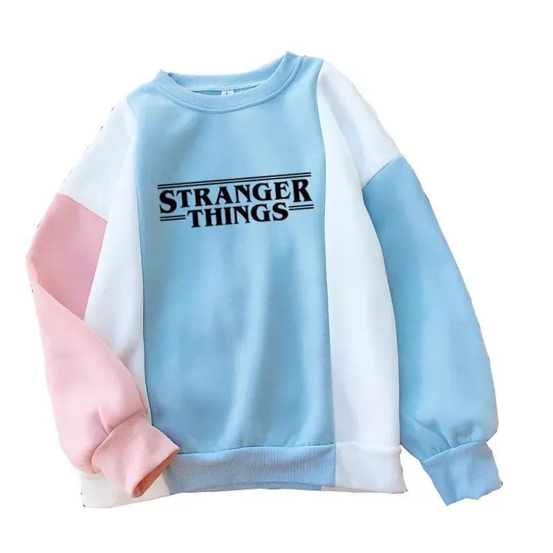 Letter Fleece Colorblock Sweatshirt