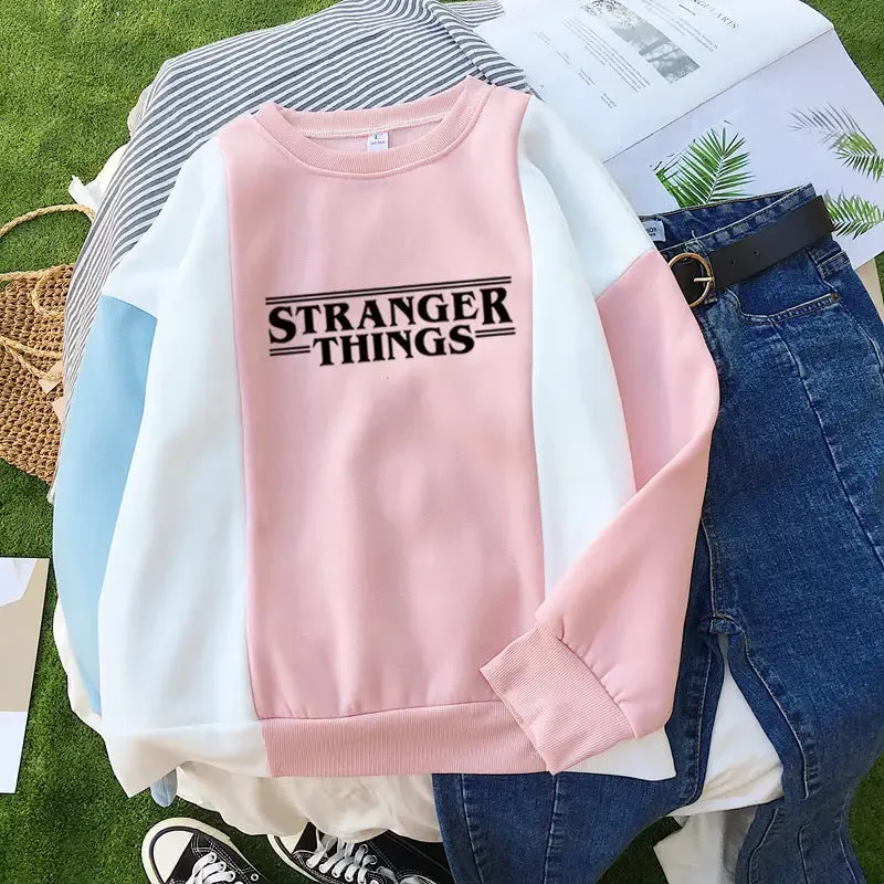 Letter Fleece Colorblock Sweatshirt