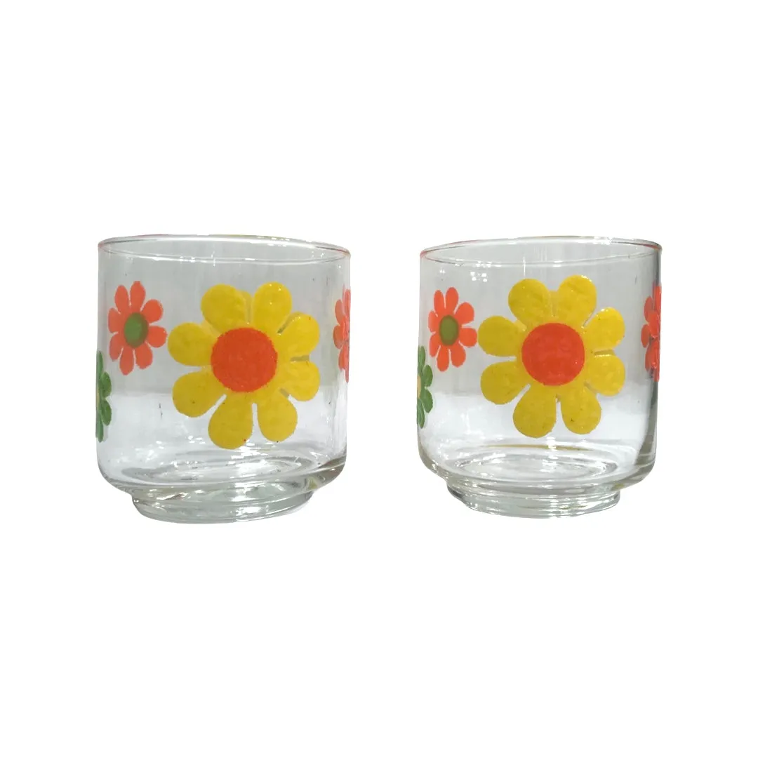 Libbey Mid-Century Retro Flower Power Glasses (Set of 2)