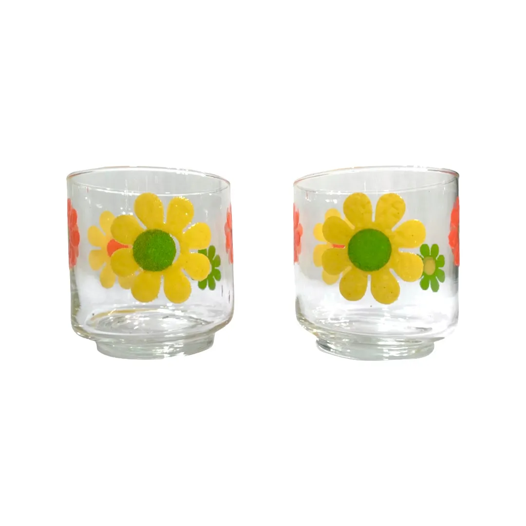 Libbey Mid-Century Retro Flower Power Glasses (Set of 2)