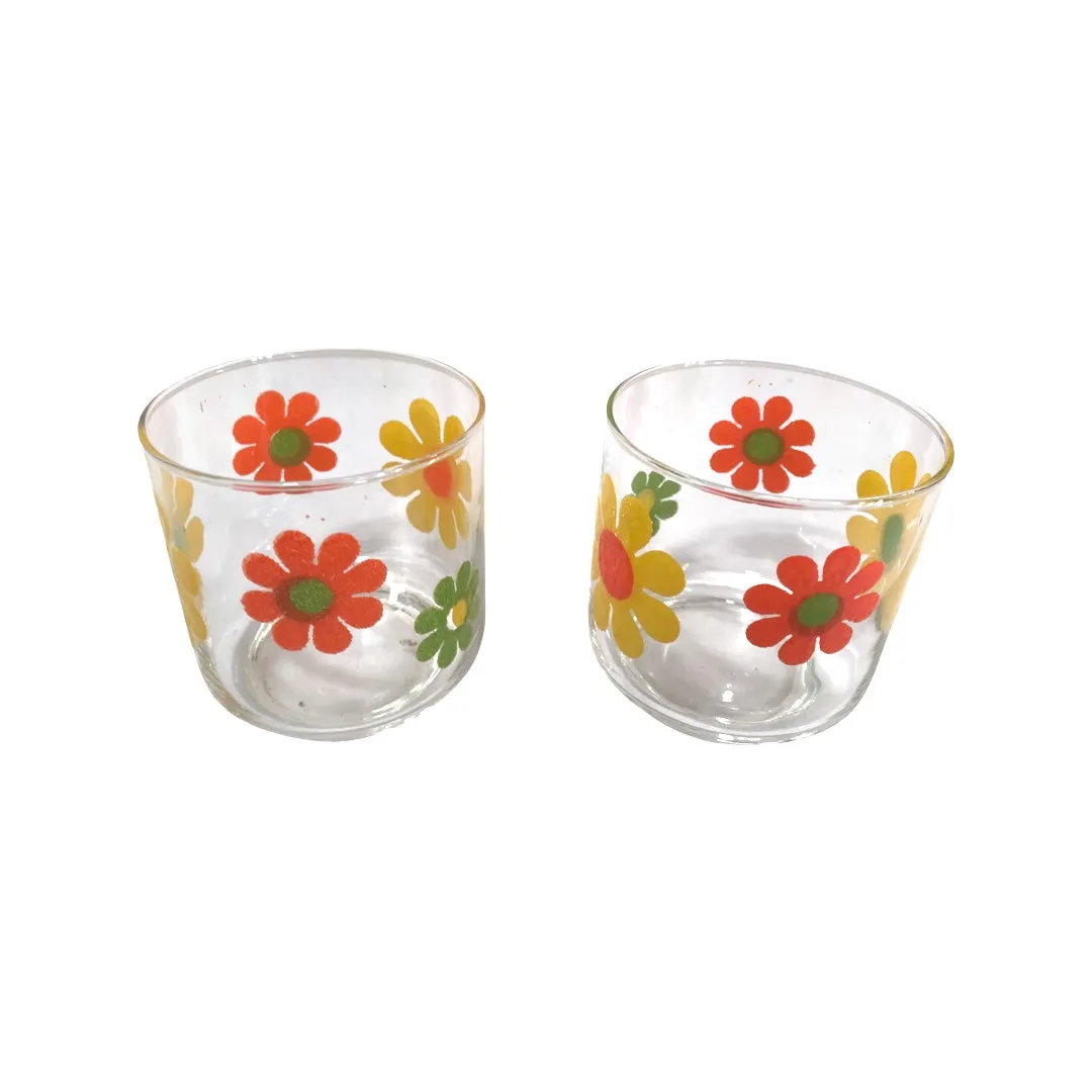 Libbey Mid-Century Retro Flower Power Glasses (Set of 2)