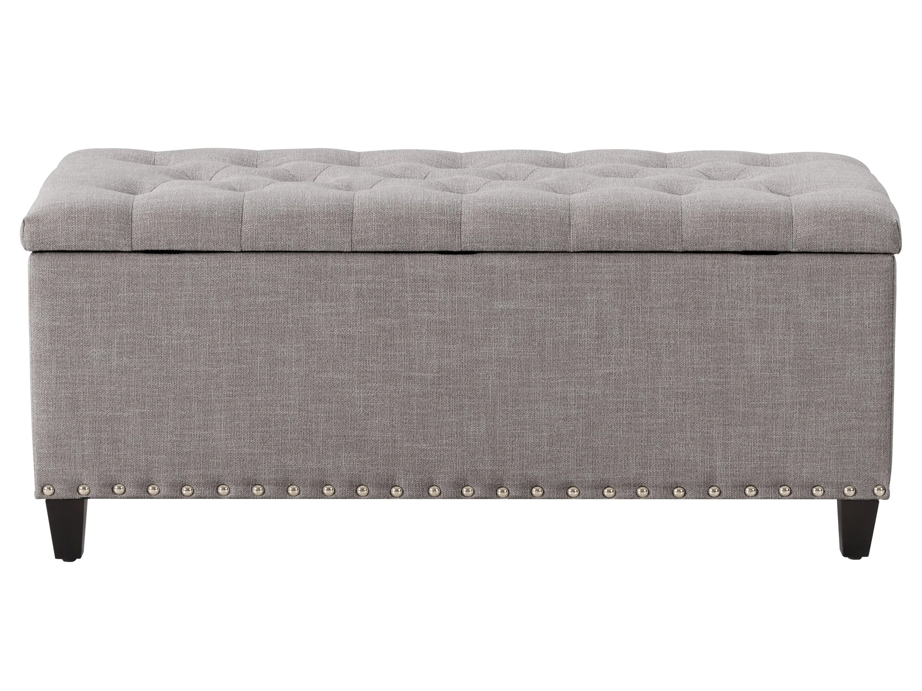 Light Grey Tufted Storage Ottoman