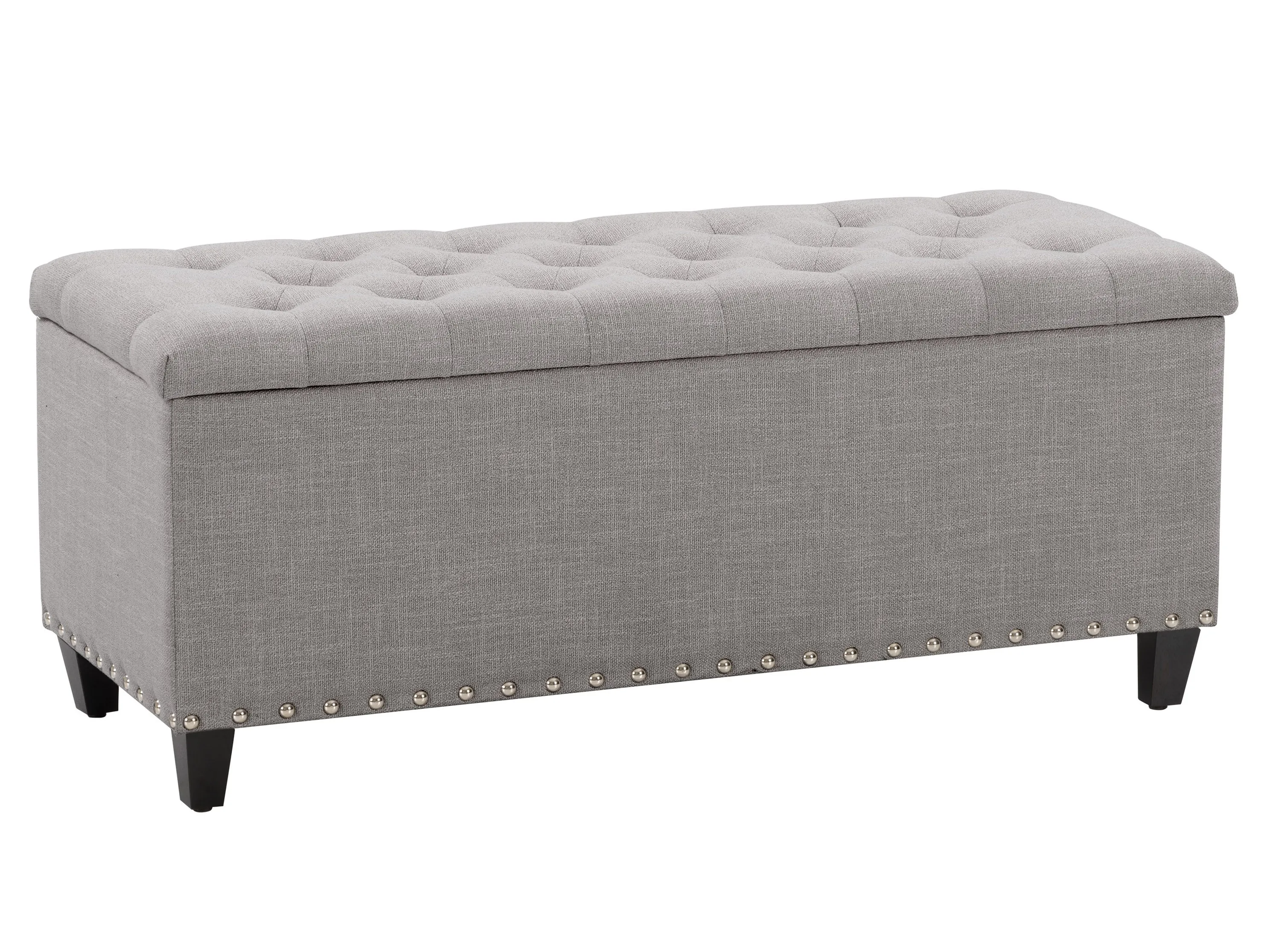 Light Grey Tufted Storage Ottoman