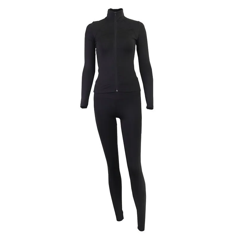 LovelyRLovely Zipper Stand Collar Fitness Jacket & Pants Suit