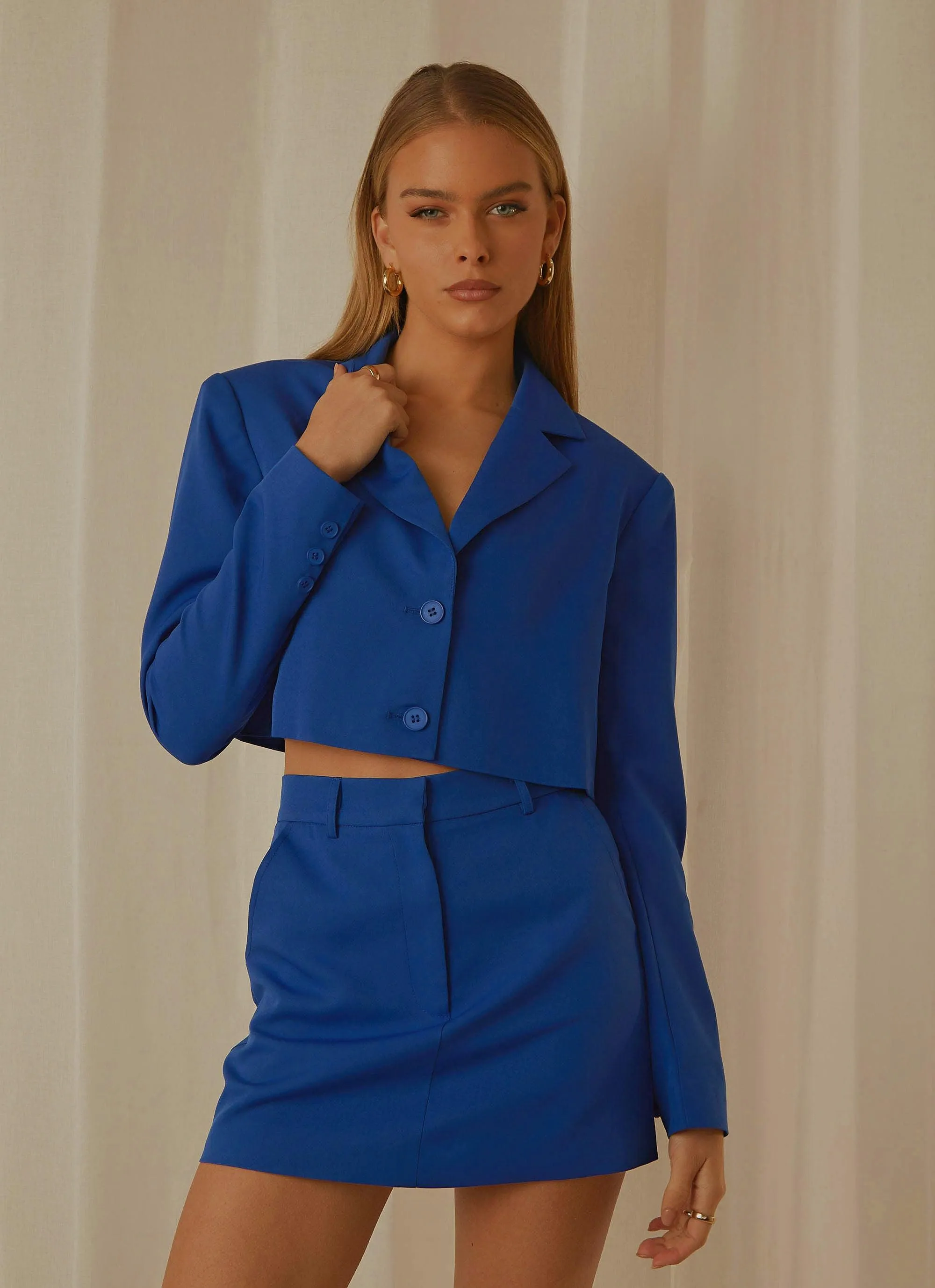 Mariah Cropped Blazer - Cobalt