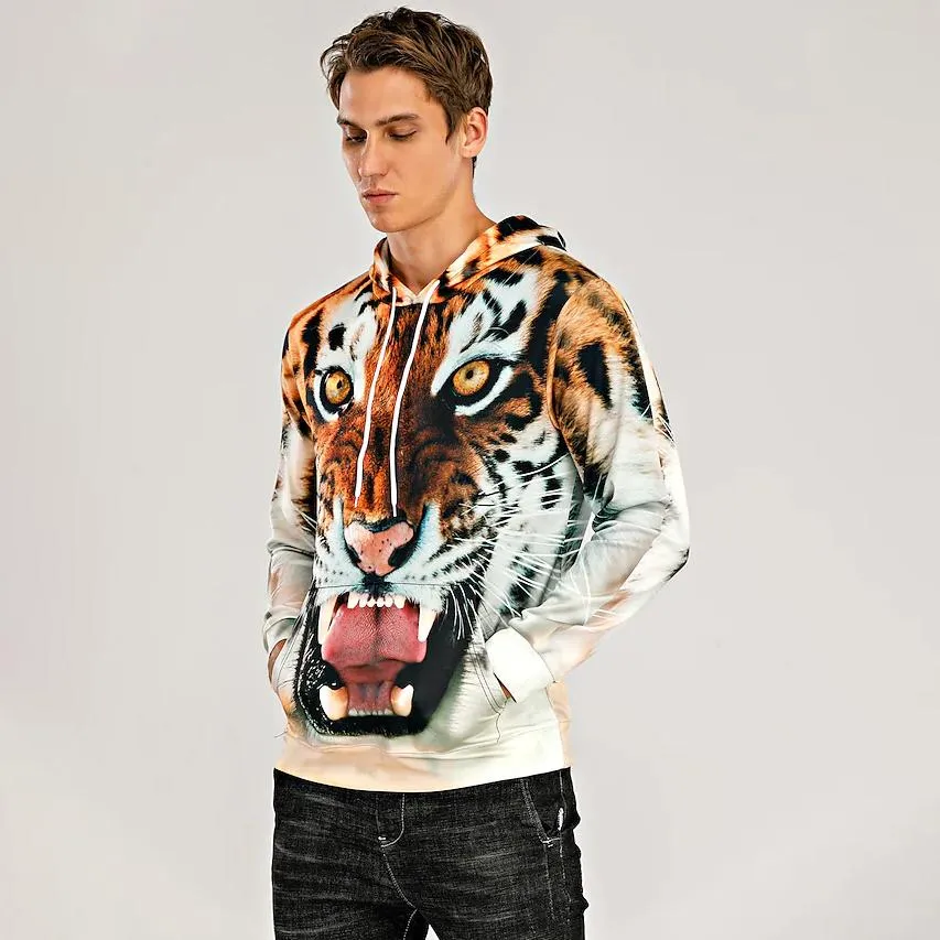 Men's Animal Patterned 3D Tiger Hoodie