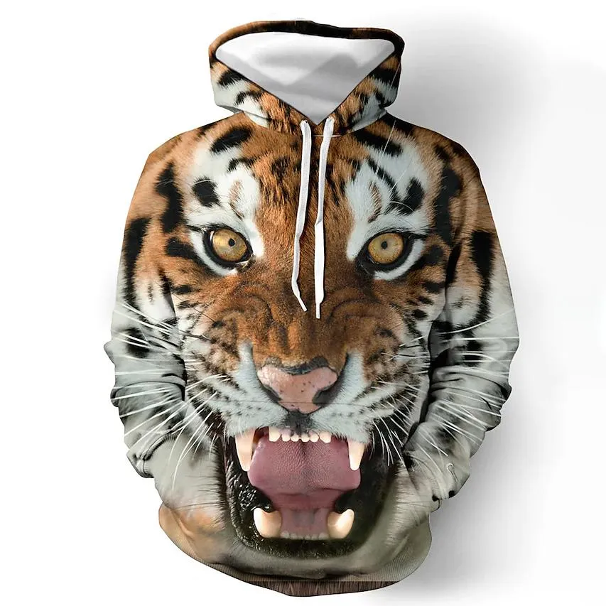 Men's Animal Patterned 3D Tiger Hoodie