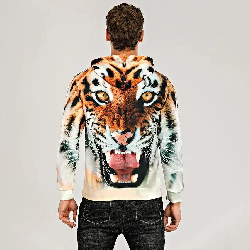 Men's Animal Patterned 3D Tiger Hoodie