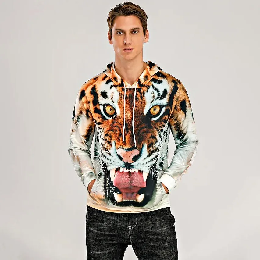 Men's Animal Patterned 3D Tiger Hoodie