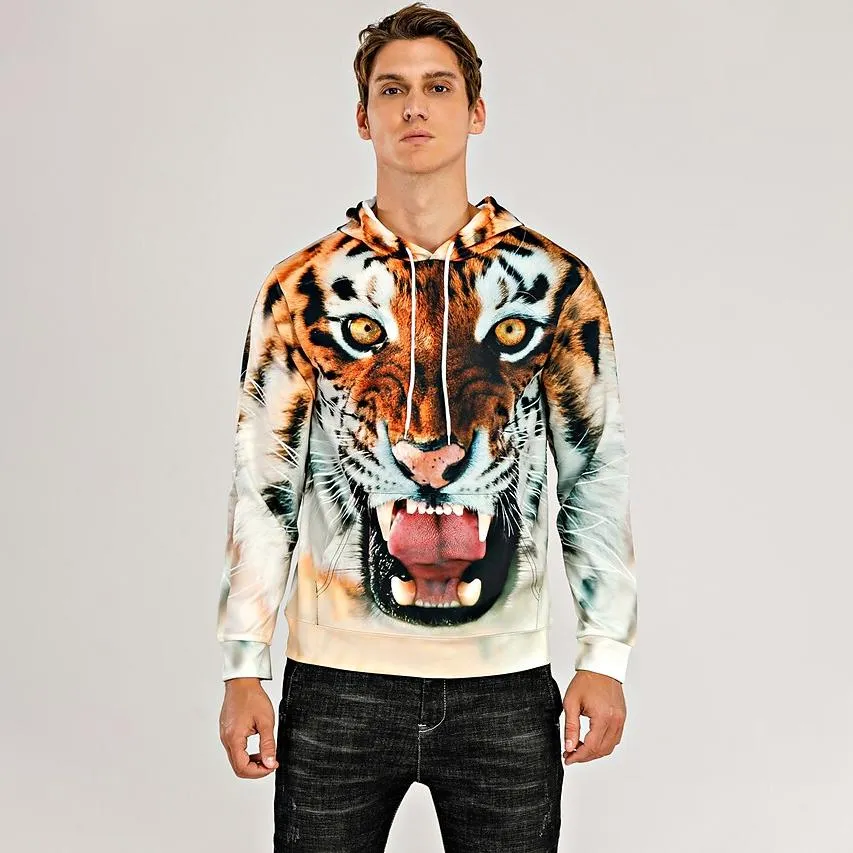 Men's Animal Patterned 3D Tiger Hoodie