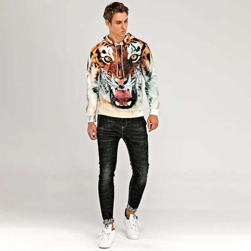 Men's Animal Patterned 3D Tiger Hoodie