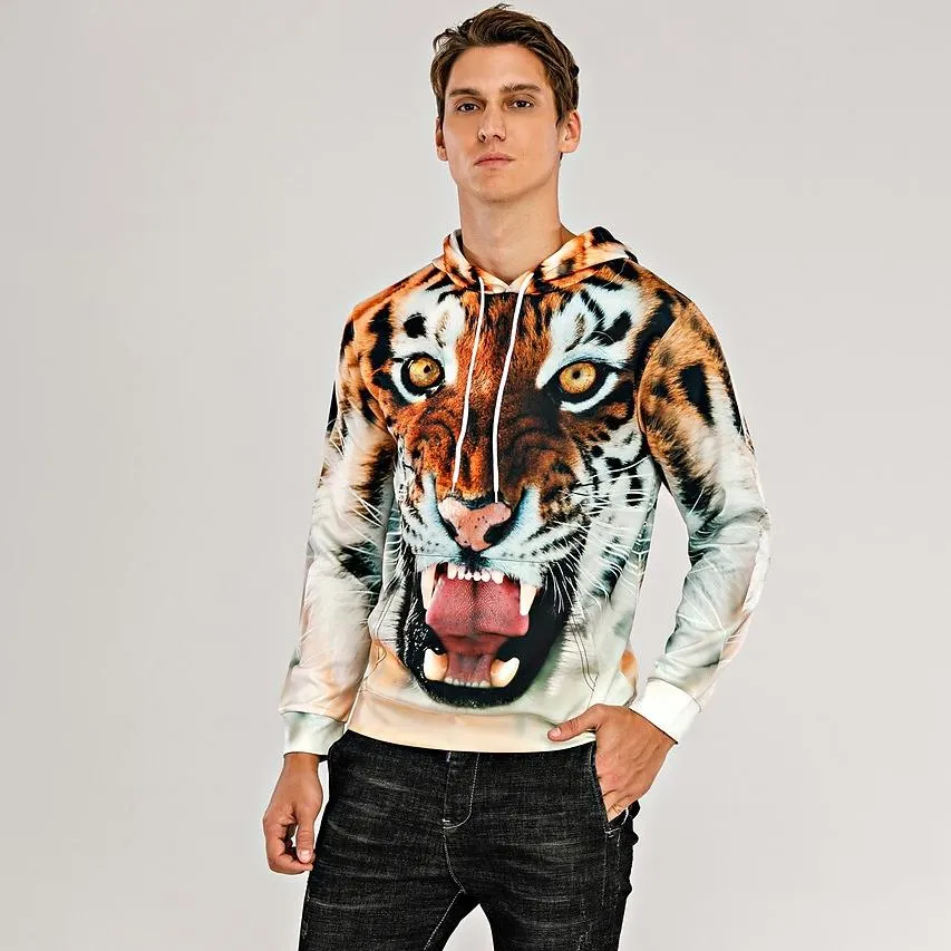 Men's Animal Patterned 3D Tiger Hoodie