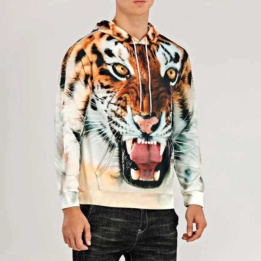 Men's Animal Patterned 3D Tiger Hoodie