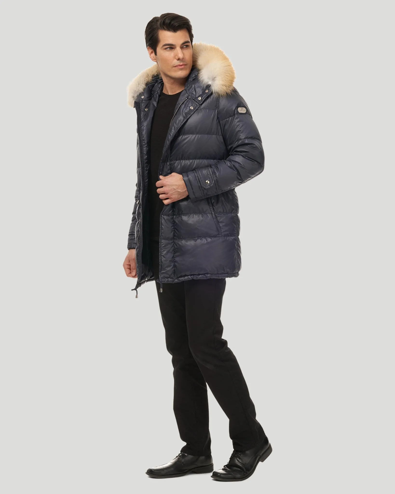 Men's Après-Ski Jacket with Detachable Fox Trim Hood