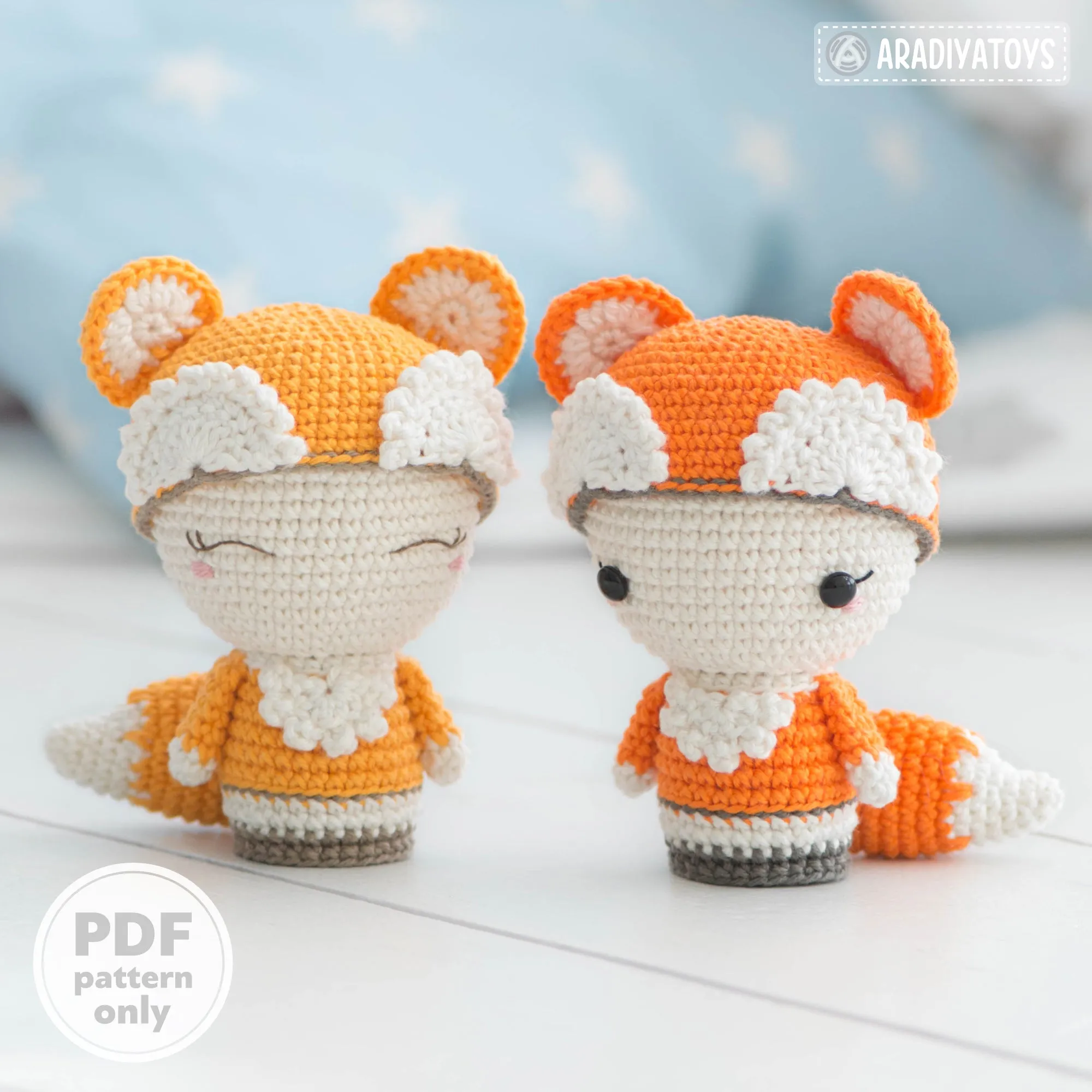 Mini Laura the Fox from "AradiyaToys Minis” collection / mini doll crochet pattern by AradiyaToys (Amigurumi tutorial PDF file)