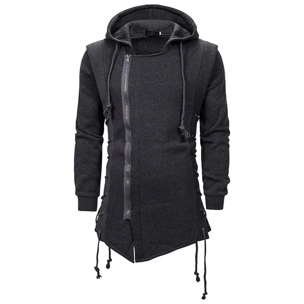 New Spring Autumn Men Hooded Hoodies Sweatshirts Casual Solid Long Sleeve Hoodies Men Fashion Zippers Loose Streetwear Outerwear