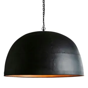 Noir Large - Black With Gold Interior - Extra Large Iron Dome Pendant Light