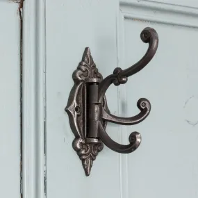 Ornate Cast Iron Triple Hinged Coat Hook